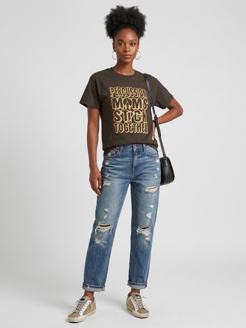 “Gildan Percussion Moms Stick Together Tee Size M Black”